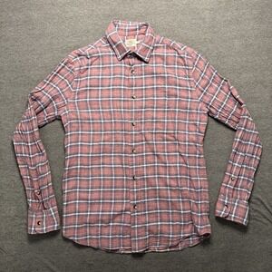 Faherty Men's Lowell Red Plaid Stretch Featherweight Flannel Preppy Shirt Sz S